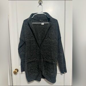 Prana Sevie Speckled Cardigan Women's Sweaters Charcoal Intarsia Size M